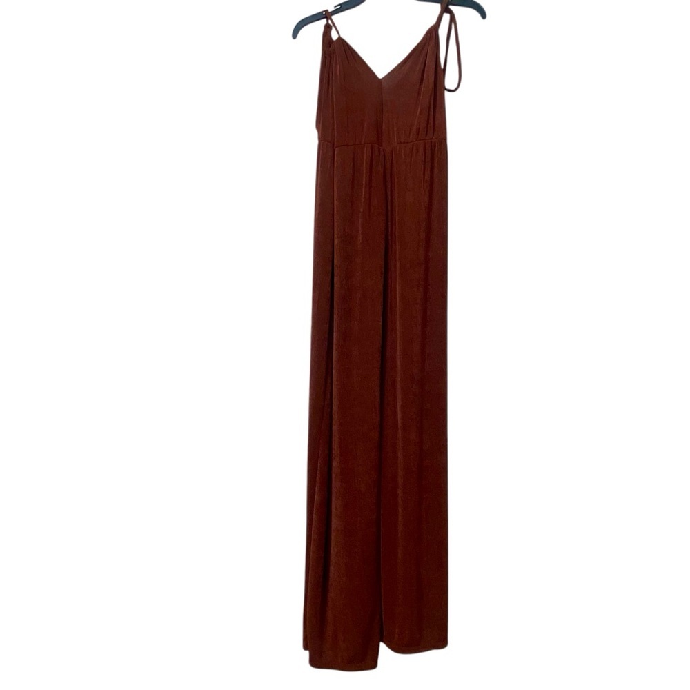 NWT Topshop Brown Wide Leg Women T-Strap Jumpsuit. Sz 8-10